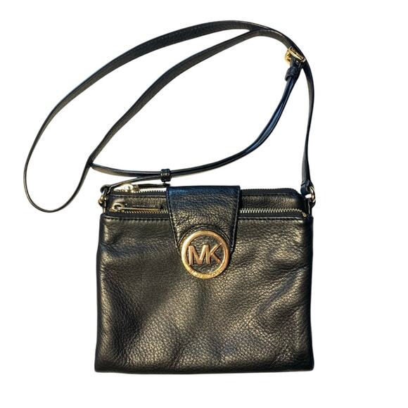 MICHAEL Michael Kors Handbags - Michael Kors Fulton Pebble Leather Crossbody Bag Black